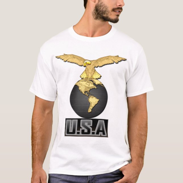 Camiseta Preto & ouro EUA (Frente)