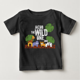 Camiseta Preto Personalizado Sábio Um Safari Primeiro Aniv