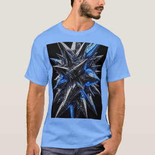 Camiseta Preto Prata & Azul Elétrico Neon Mosaico