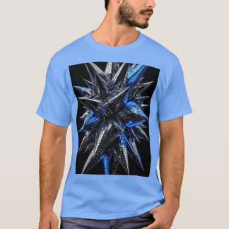 Camiseta Preto Prata & Azul Elétrico Neon Mosaico