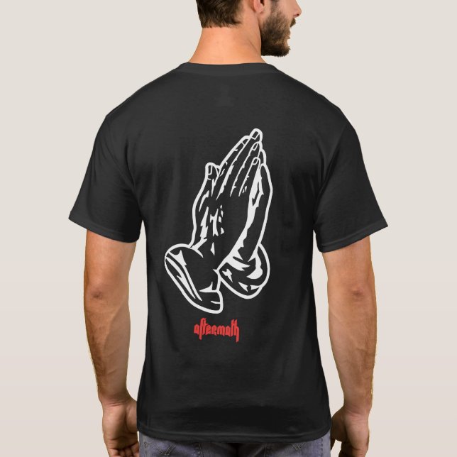 Camiseta Preto Praying das mãos (Verso)