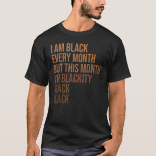Camiseta Preto Preto Todos os Meses Afro-Americano Preto