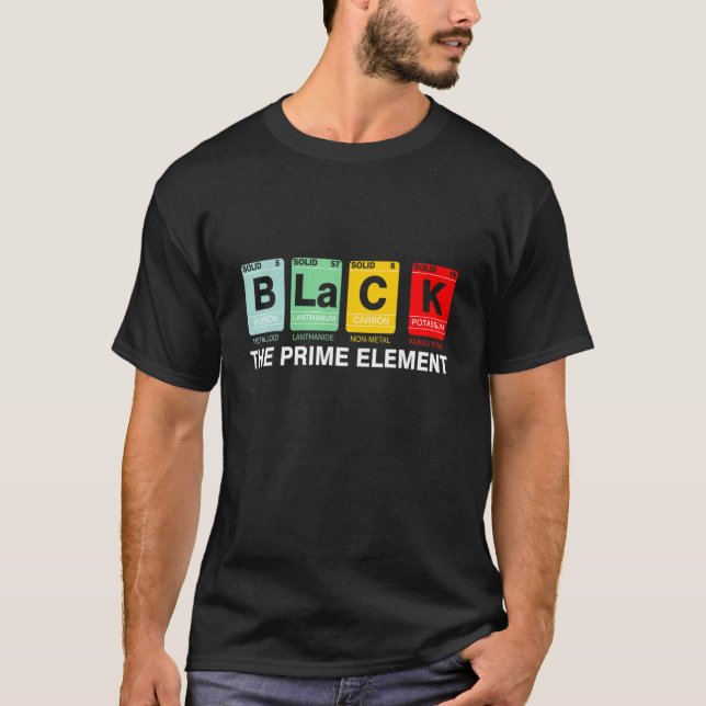 Camiseta Preto: Primeiro Elemento Negro História Mês Americ (Frente)