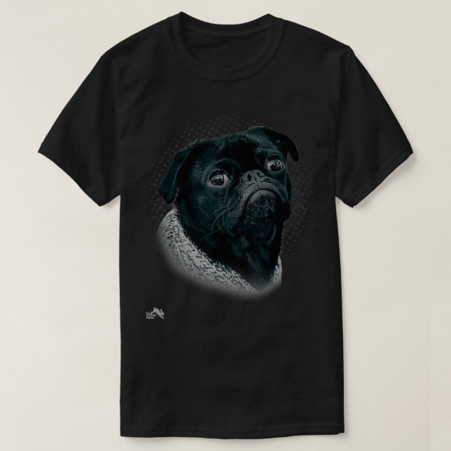 Camiseta Preto Pug Cute Pug Pug Puggle Mix (Frente do Design)