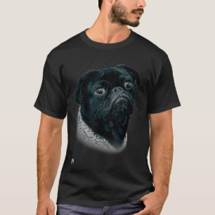 Camiseta Preto Pug Cute Pug Pug Puggle Mix