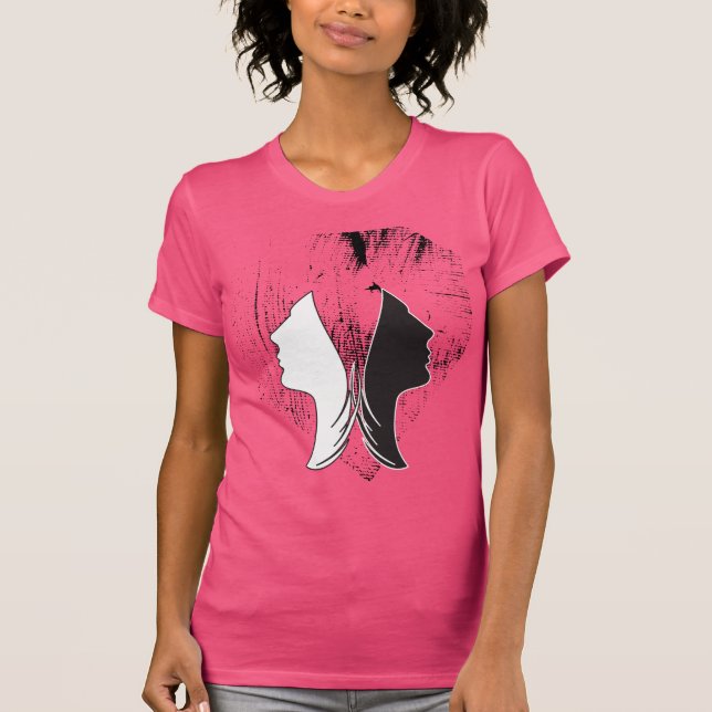 Camiseta Preto rosa e branco duas faces (Frente)