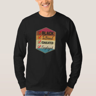 Camiseta Preto Tatuado Educado Empregado Africano Americano