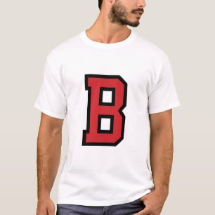 Camiseta Preto vermelho da letra B do esporte do time