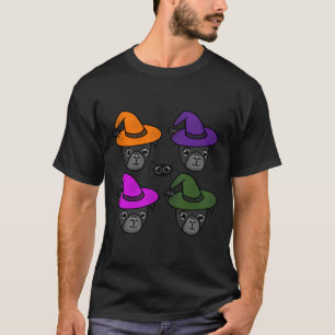 Camiseta Pretos com Chapéus de Bruxas e Amigos de Aranha P