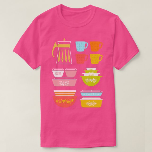 Camiseta Pretties Pyrex - Vintage Glass Kitchenware  (Frente do Design)