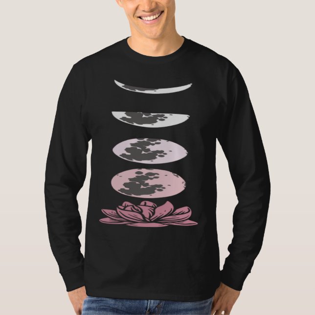 Camiseta Pretty Attitude Womens Lotus Flower Moon Phases Yo (Frente)