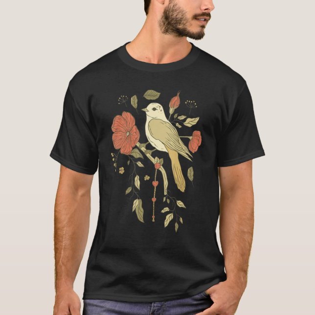 Camiseta Pretty Bird with Flowers (Frente)
