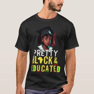 Camiseta Pretty Black and Educated Kids Youth Girl Black Af