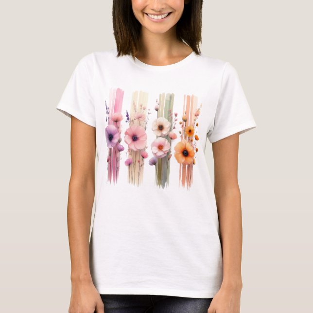 CAMISETA PRETTY PASTEL COLORED POPPY FLOWERS (Frente)