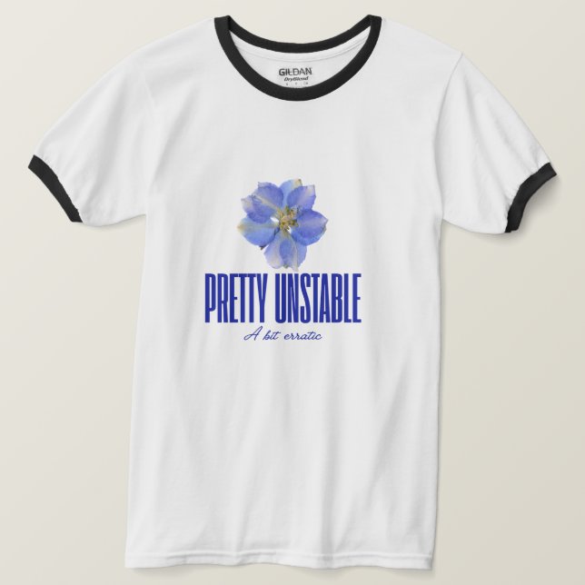 Camiseta Pretty Unstable: Blue Floral Statement Tee (Frente do Design)