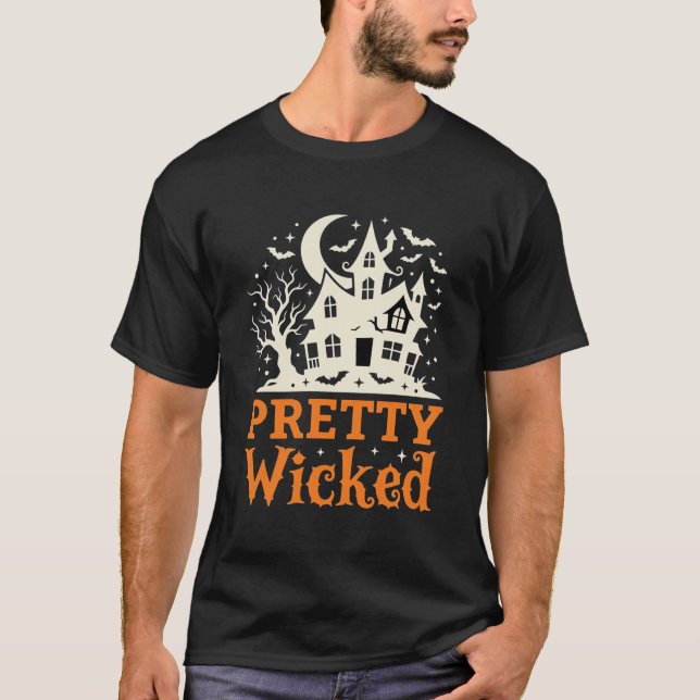 Camiseta Pretty Wicked Halloween Haunted House_1 (Frente)