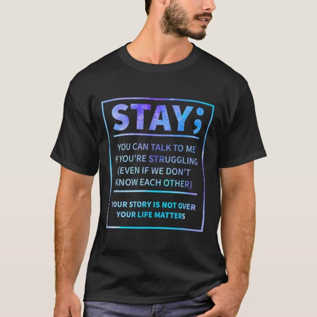 Camiseta Prevenção à Consciência do Suicídio Semicolon Cura (Frente)