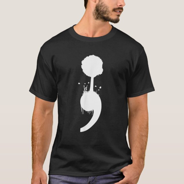 Camiseta Prevenção ao suicídio de árvores de semicolon (Frente)