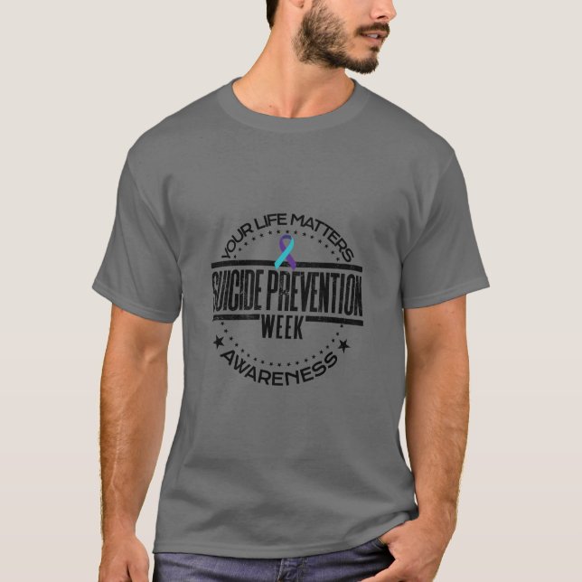 Camiseta Prevenção ao suicídio Sua vida é importante para a (Frente)