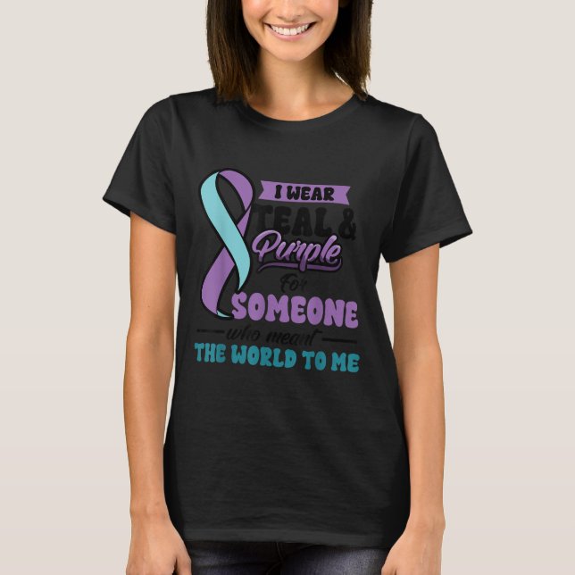 Camiseta Prevenção ao Suicídio Use Verde-azulado Roxo Algué (Frente)