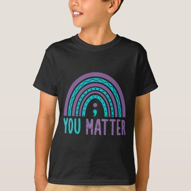 Camiseta Prevenção Conscientização Arco-íris Ponto e Vírgul (Frente)