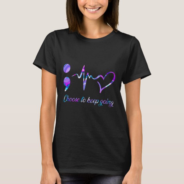 Camiseta Prevenção Conscientização Escolha Continuar A Ir 2 (Frente)