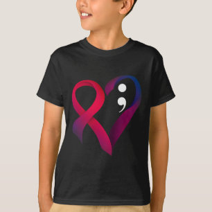 Camiseta Prevenção de Suicídio Coração Ponto e Vírgula Saúd
