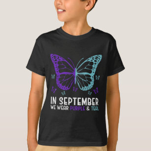 Camiseta Prevenção de Suicídio em Setembro Nós Usamos Roxo