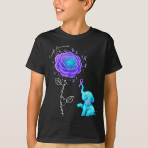 Camiseta Prevenção de Suicídio Flor Roxa Azul Elefante Cost