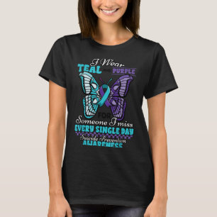 Camiseta Prevenção de Suicídio Use Verde-azulado Roxo Algué