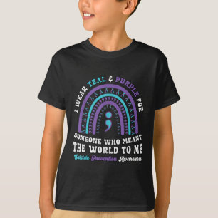 Camiseta Prevenção de Suicídio Veste Verde-azulado Roxo Saú