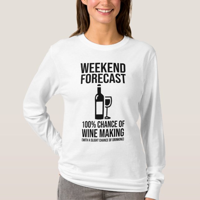 Camiseta Previsão de Fim de Semana - 100% de Chance de Prod (Frente)