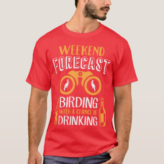 Camiseta Previsão de Fim de Semana Bebidas com Pássaros