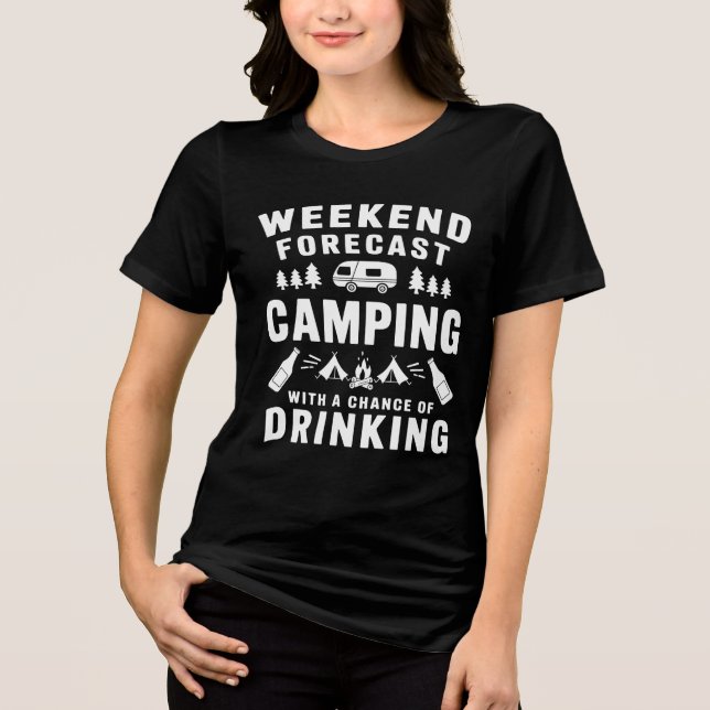 Camiseta Previsão de Fim de Semana: Camping (Frente)