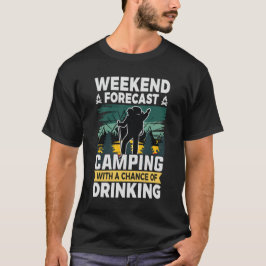 Camiseta Previsão de fim de semana Camping com chance de be