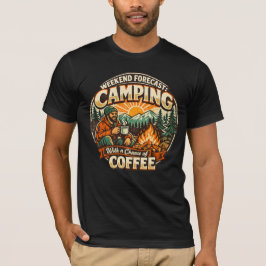 Camiseta Previsão de Fim de Semana: Camping com Chance de C