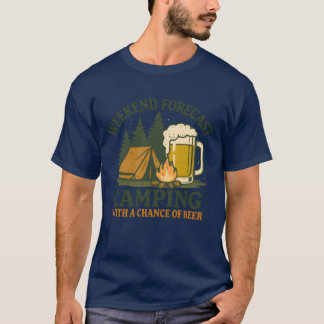 Camiseta Previsão de fim de semana Camping com Chance de Ce