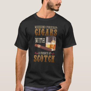 Camiseta Previsão De Fim De Semana Charutos E Uísque Escocê