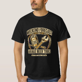 Camiseta Previsão de Fim de Semana Garagem Cerveja Ferramen