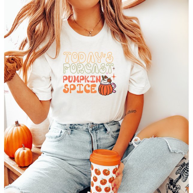 Camiseta Previsão de hoje: Pumpkin Spice Cai (Criador carregado)