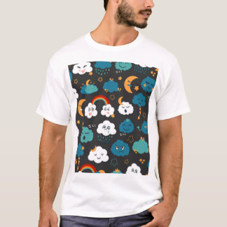 Camiseta Previsão de Tempo de Cartoon Padrão Invisível