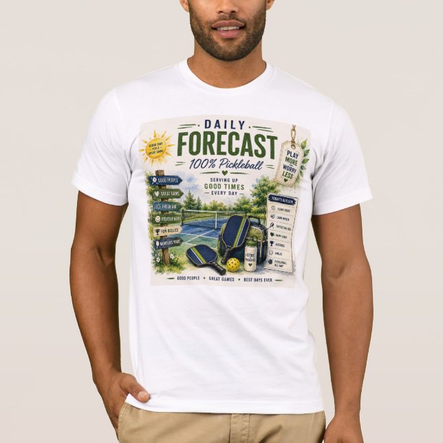 Camiseta Previsão diária de vida de Pickleball (Frente)