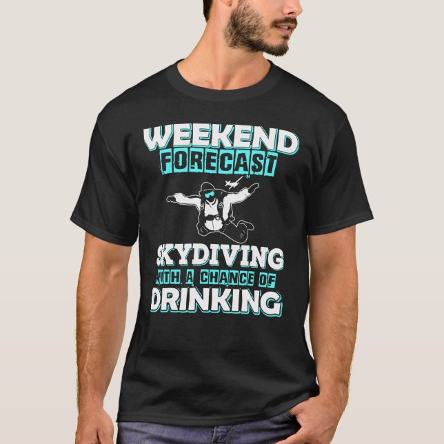 Camiseta Previsão Divertida de Fim de Semana Parapente Com  (Frente)