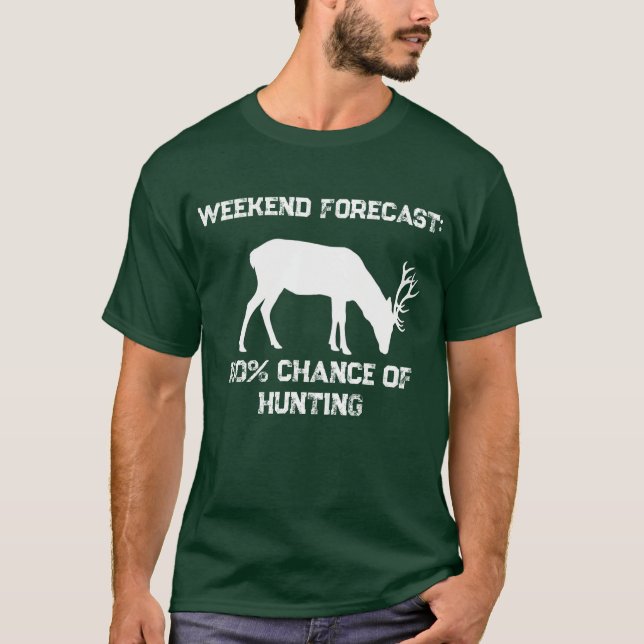 Camiseta Previsão Divertida para o Fim de Semana 100% de Ch (Frente)