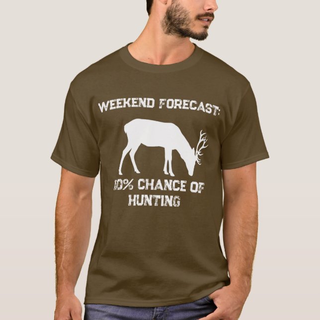 Camiseta Previsão Engraçada para o Fim de Semana 100% de Ch (Frente)