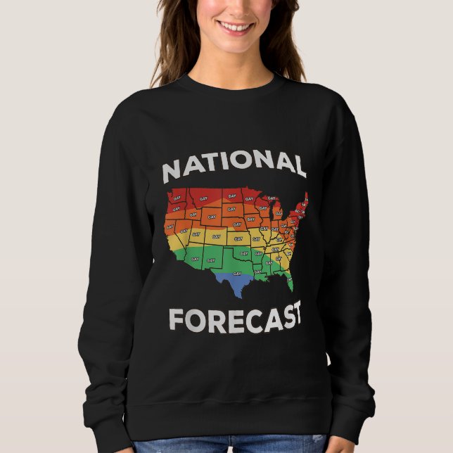 Camiseta Previsão Nacional Imprimo Gay do Mapa Americano do (Frente)