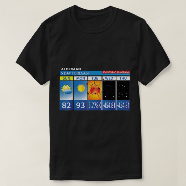Camiseta Previsões de 5 dias do Alderaan Forecas (Frente do Design)