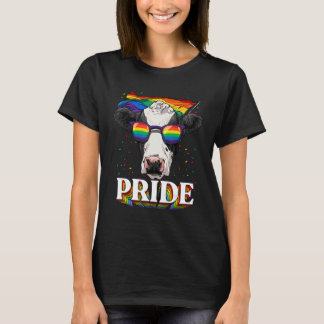 Camiseta Pride Cow Heifer LGBTQ Rainbow Flag Pride Month Fa