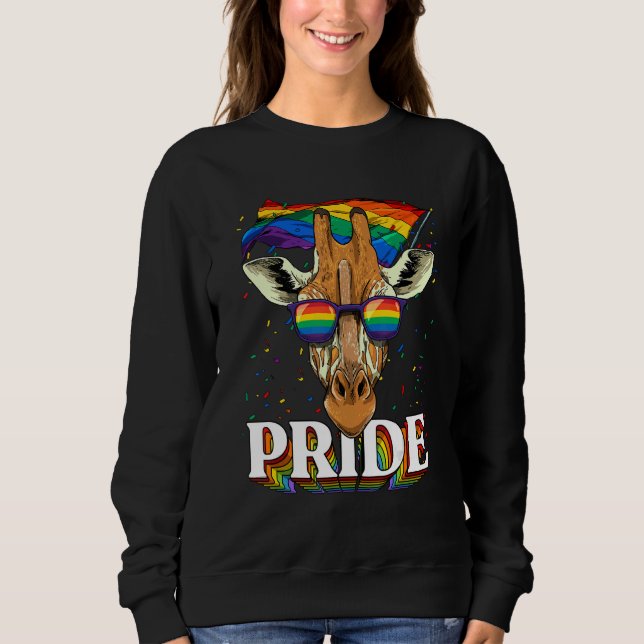 Camiseta Pride Giraffe LGBTQ Rainbow Flag Pride Month Anima (Frente)