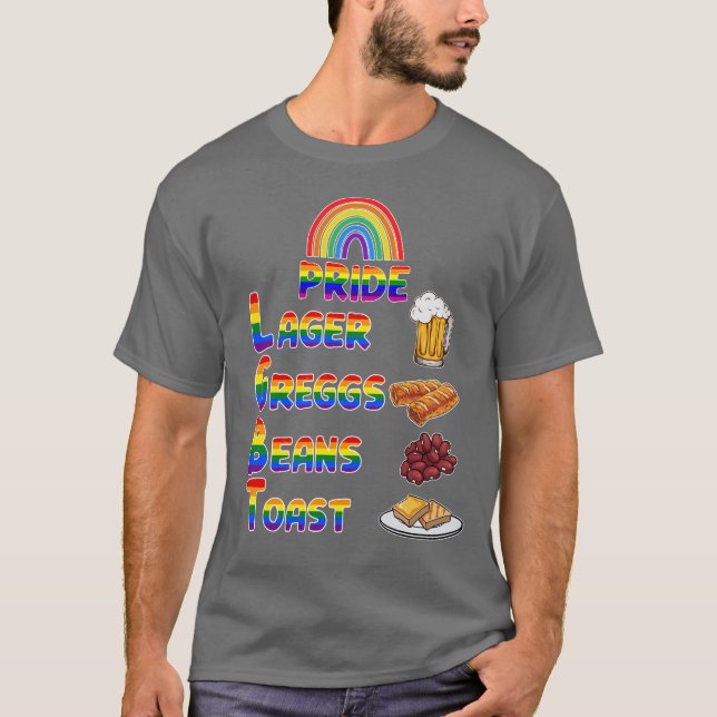 Camiseta Pride Lager Greggs Feijão Cor Arco-Íris (Frente)